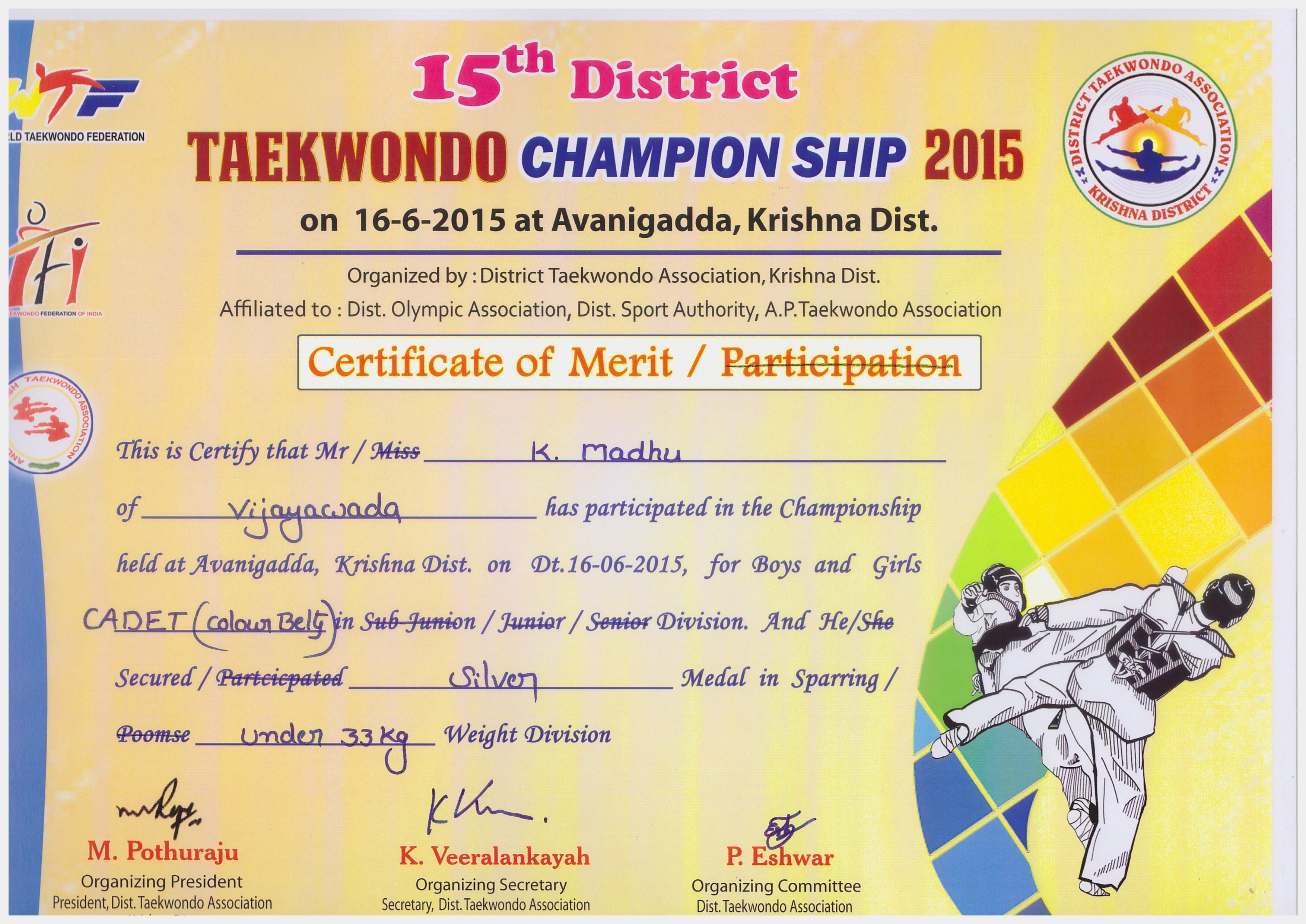 Hope for Humanity Taekwando Winners